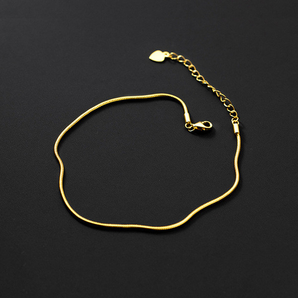 A34284 s925 sterling silver simple snakechain chain anklet chi bracelet