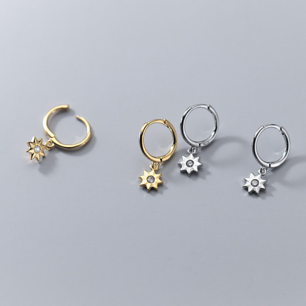 A37055 s925 sterling silver rhinestone sun simple trendyM earrings