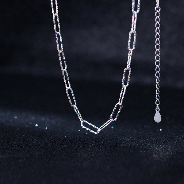 A33985 s925 sterling silver hollowed irregular oval necklace