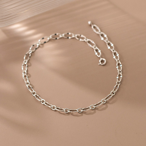 A34297 s925 sterling silver anklet simple trendy oval chain unique fashio bracelet