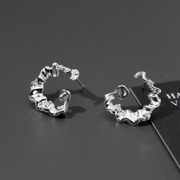 A43375 s925 sterling silver simple weave stud design earrings
