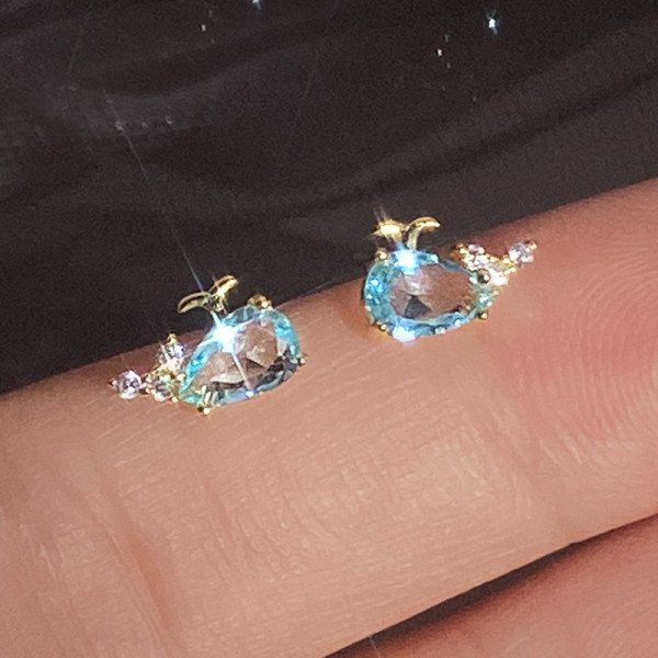 A39747 s925 silver rhinestone stud simple cute unique elegant earrings