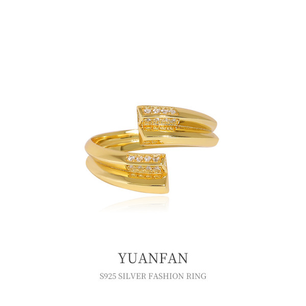 A39702 sterling silver vintage cubic zirconia design adjustable ring