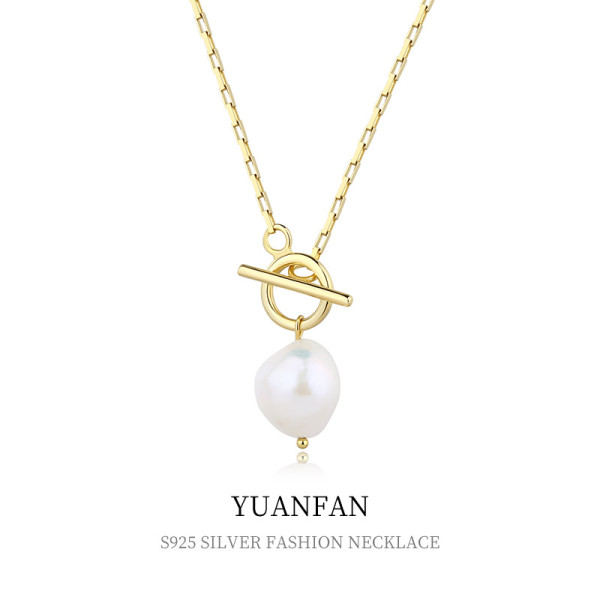 A35325 s925 sterling silver vintage fashionOT baroque pearl necklace