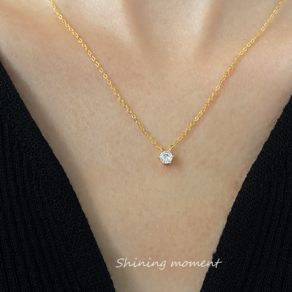 A43829 s925 sterling silver simple sweet extra rhinestone hot necklace