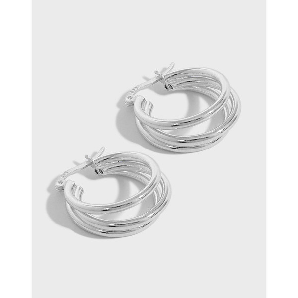 A31839 simple geometric multilayer circle s925 sterling silver earrings