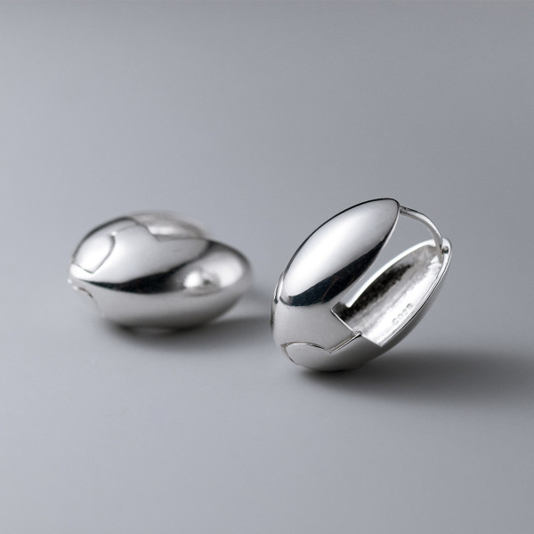 A40964 s925 sterling silver simple unique oval elegant earrings