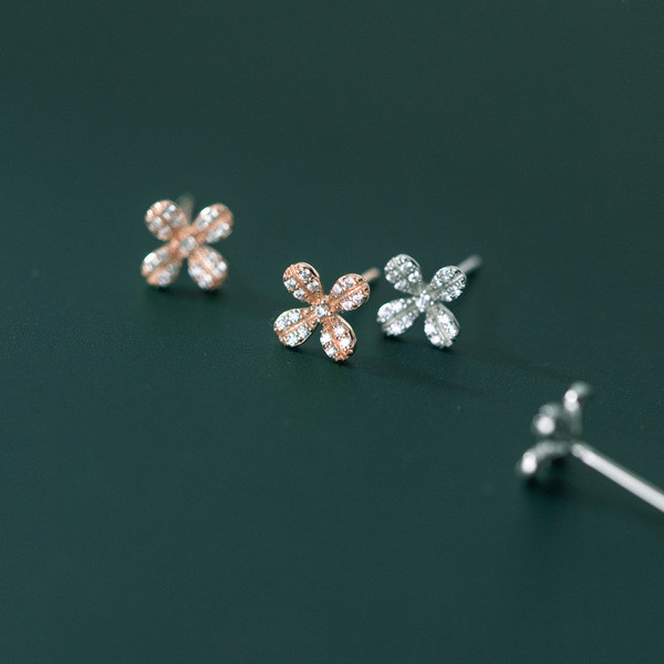 A32277 s925 sterling silver sweet trendy cute sparkling earrings
