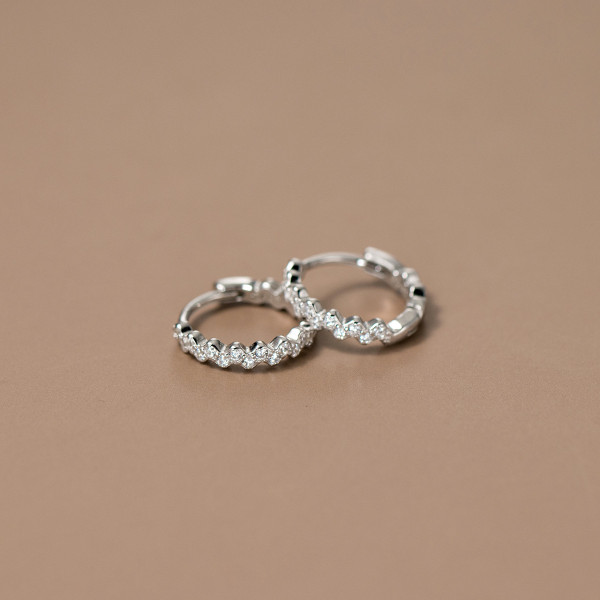 A44356 s925 sterling silver simple elegant dainty rhinestone weave stud earrings