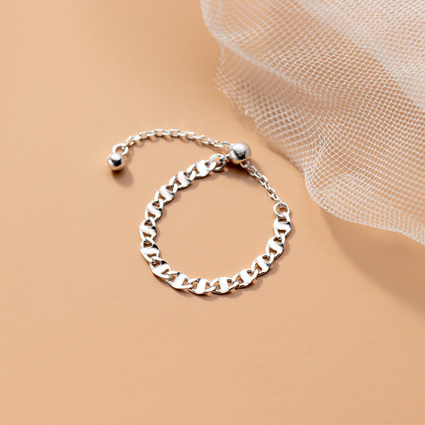 A32176 s925 sterling silver adjustable hollowed chain swee ring
