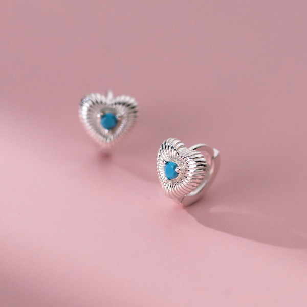 A41253 s925 sterling silver rhinestone heart trendy heartshape earrings