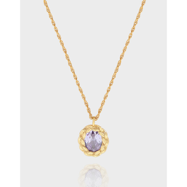 A37770 design twist purple cubic zirconia sterling silver s925 quality necklace