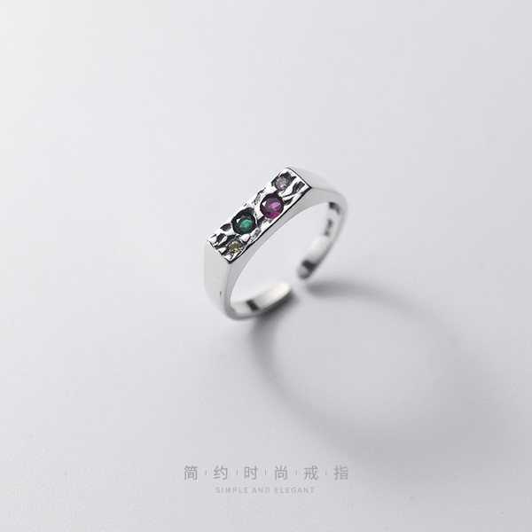 A34350 s925 sterling silver silver vintage chic rhinestone ring