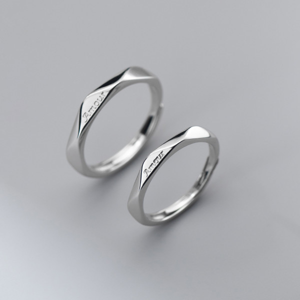 A36198 s925 sterling silver rhombic initial simple women chic ring