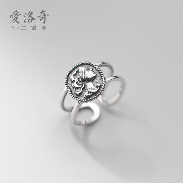 A32124 s925 sterling silver chic unique silver vintage ring