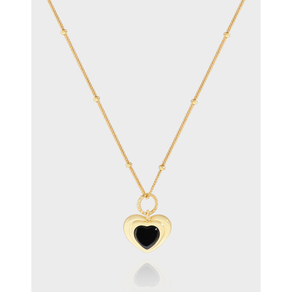 A38704 design heart agate gold sterling silver s925 quality necklace