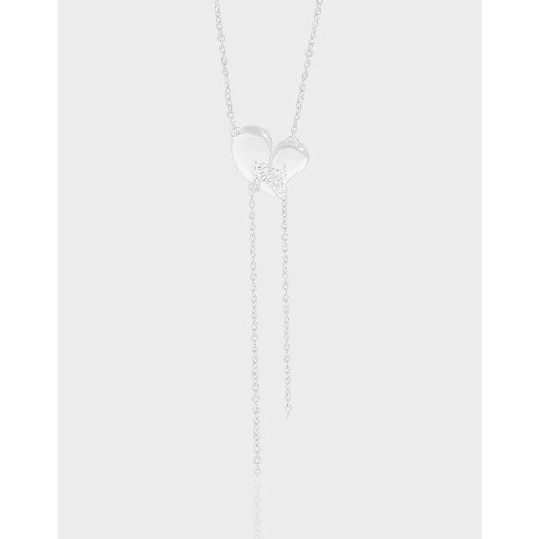 A39877 design heart fringe sterling silver s925 necklace