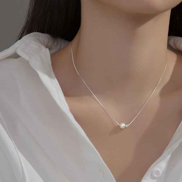A36939 925 sterling silver pearl necklace