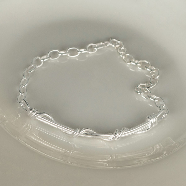 A41743 s925 silver bar wrap charm design elegant bracelet