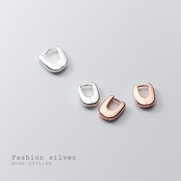 A33729 s925 sterling silver square unique simple trendy chic earrings