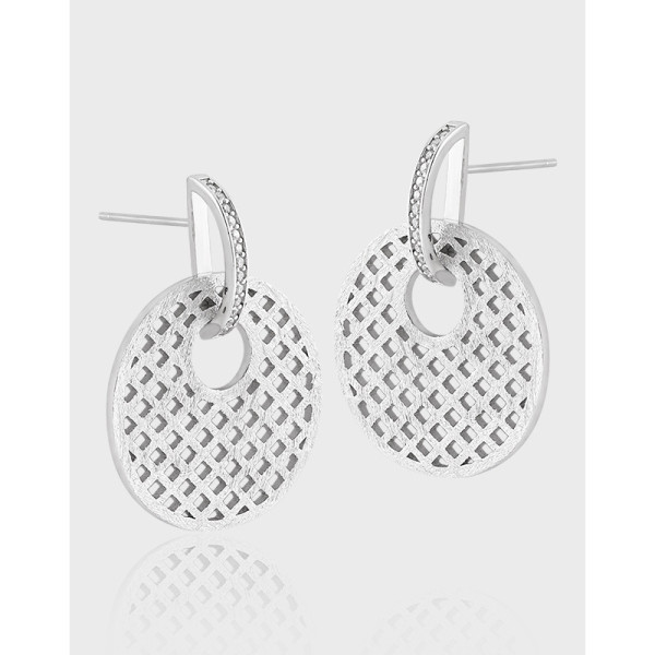 A40030 unique elegant geometric circle hollowed design sterling silver stud earrings