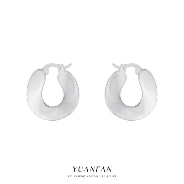 A43417 s925 sterling silver design geometric wide unique earrings