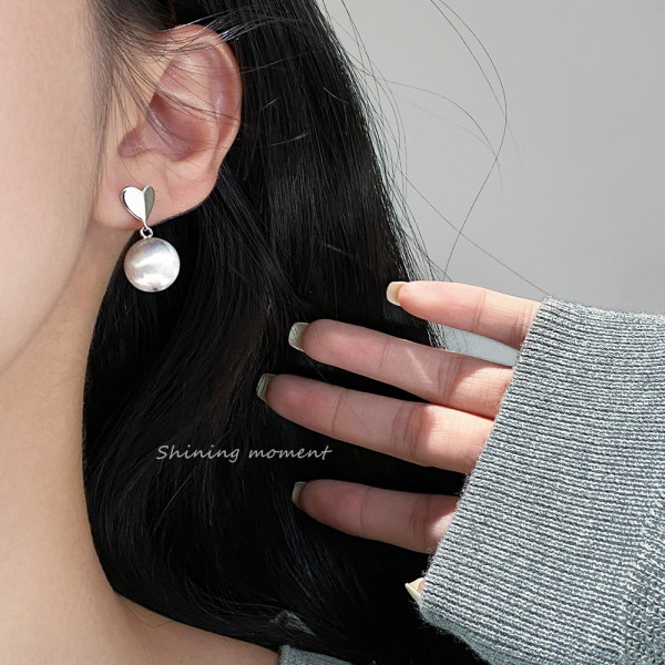 A46286 s925 sterling silver simple ball heart stud earrings