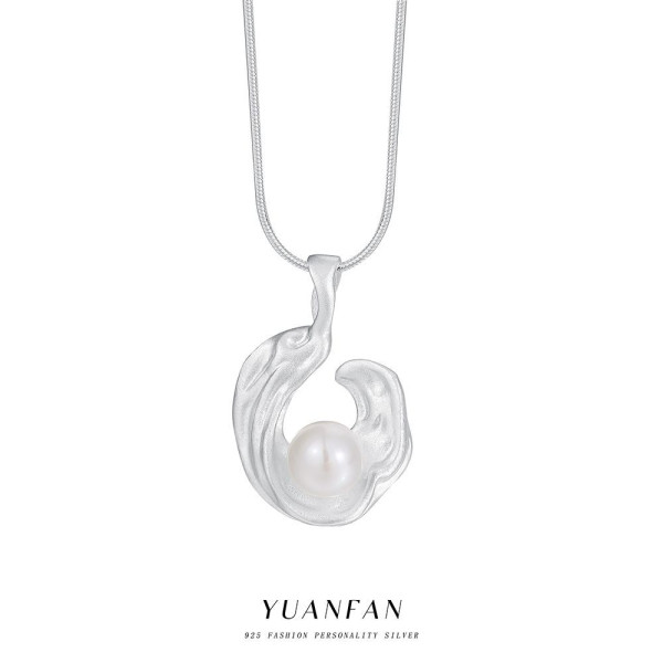 A43425 s925 sterling silver unique geometric bead necklace