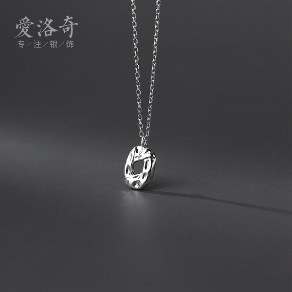A34033 s925 sterling silver irregular hollowed oval necklace