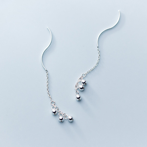 A44145 s925 silver string trendy long dangle unique earrings