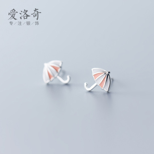 A41947 s925 silver trendy sweet stud earrings cute umbrella unique earrings