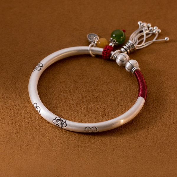 A38118 silver thai fringe vintage adjustable bangle bracelet