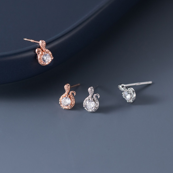 A44908 s925 sterling silver sweet dainty rhinestone stud earrings