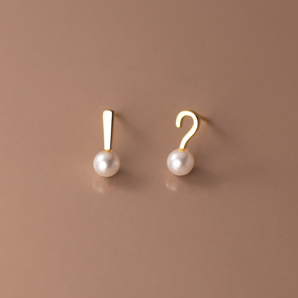 A43571 s925 silver stud unique artificial pearl cute earrings