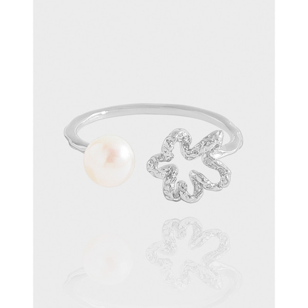 A43265 design hollowed flower pearl sterling silver s925 ring