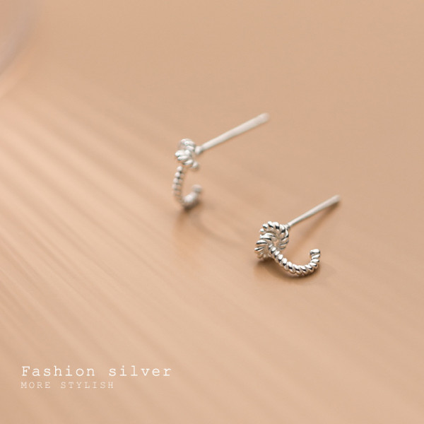 A36884 s925 sterling silver trendy cute twist rope bar earrings