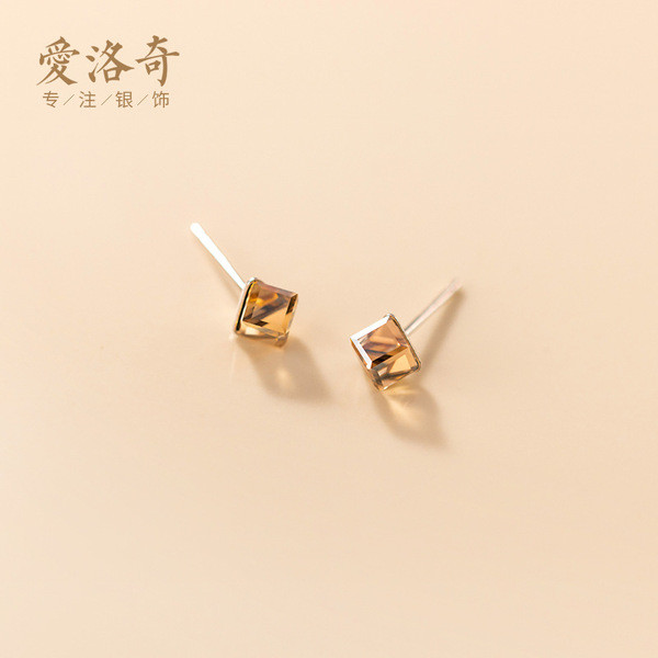 A33132 s925 sterling silver simple square earrings
