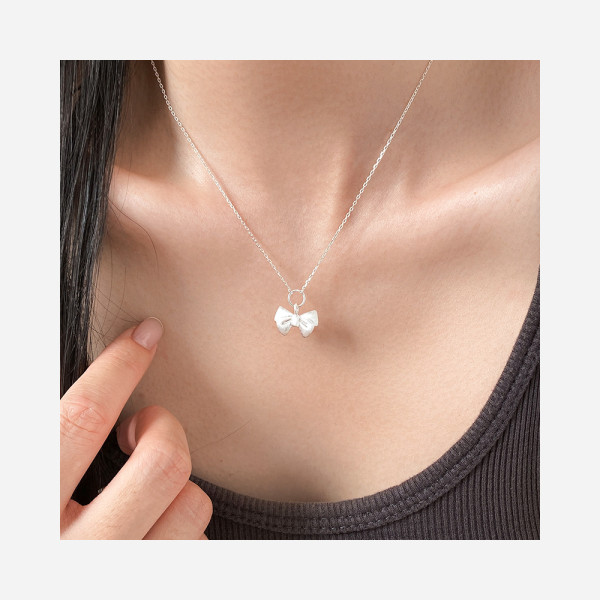 A46026 s925 silver trendy sweet dainty butterfly square necklace