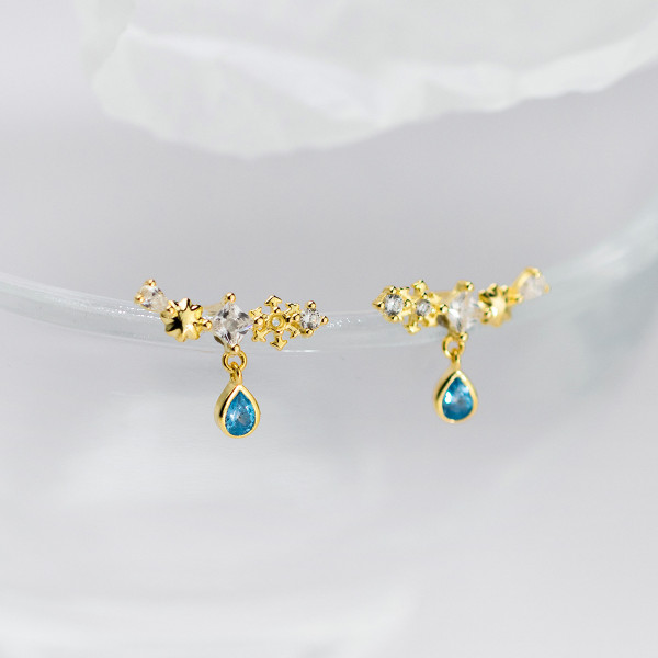 A42943 s925 sterling silver christmas snowflake elegant rhinestone earrings