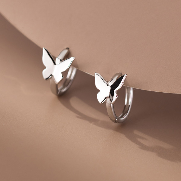 A38559 s925 sterling silver simple butterfly design elegant earrings