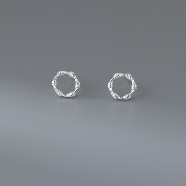 A45007 s925 sterling silver dainty simple elegant rope circle stud earrings