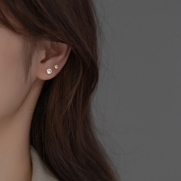 A40401 s925 silver piercing rhinestone stud earrings
