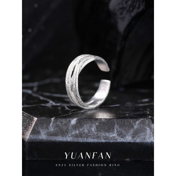 A40860 s925 sterling silver multilayer layered adjustable ring