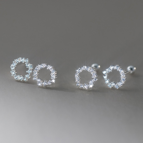 A41532 s925 sterling silver circle sparkling rhinestone stud earrings design earrings