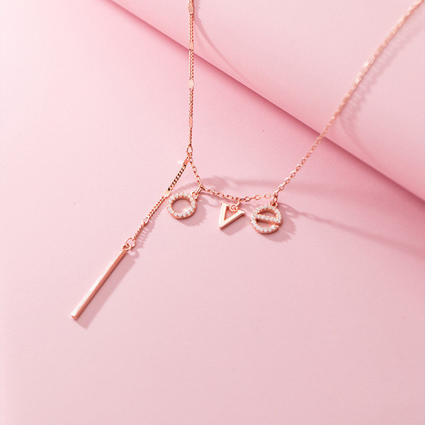 A34104 s925 sterling silver chic giftlove initial necklace