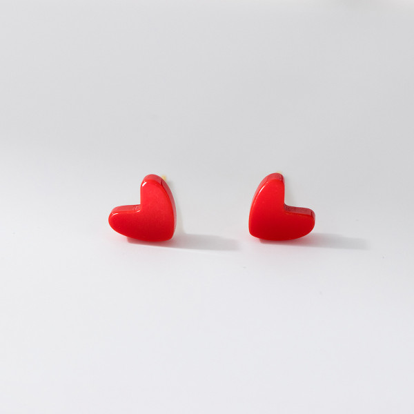 A44504 s925 sterling silver sweet cute trendy simple heart stud earrings
