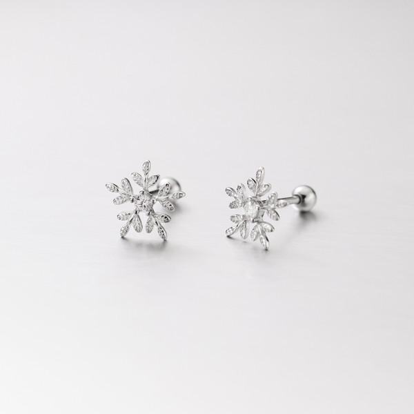A44806 s925 silver stud christmas trendy rhinestone snowflake earrings