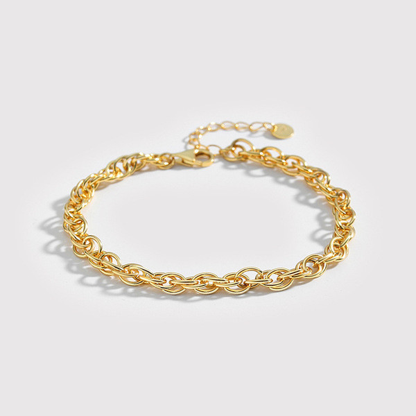 A34194 925 sterling silver simple fashion chic twist braided charm bracelet