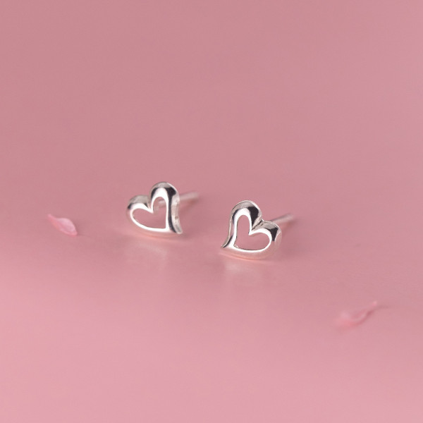 A35444 s925 sterling silver heart earrings