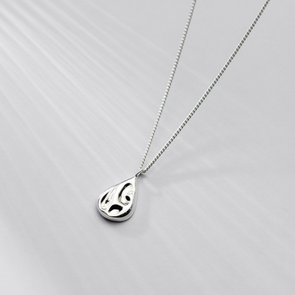 A35397 s925 sterling silver irregular teardrop necklace